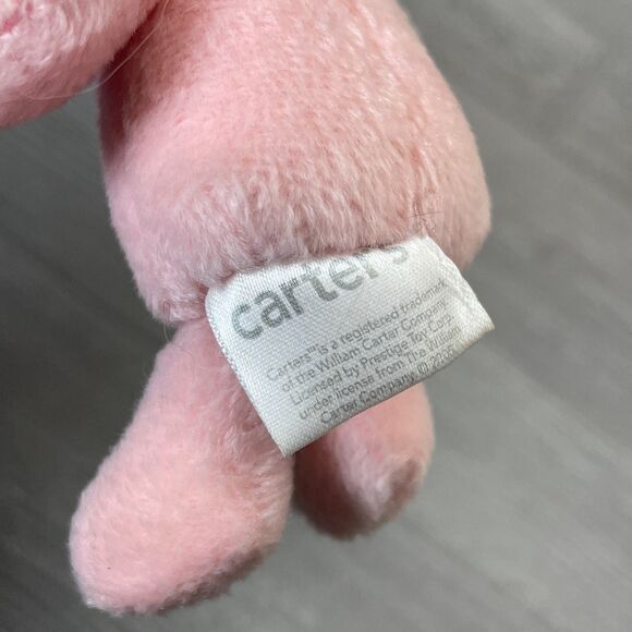 Carters Pink Bunny Rabbit 5in Finger Puppet Purple Bow Plush Stuffed Animal Toy - Picture 6 of 7